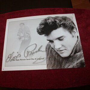 Vintage ELVIS PRESLEY THE SUN NEVER SETS ON A LEGEND METAL SIGN